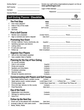 golf tournament checklist pdf.